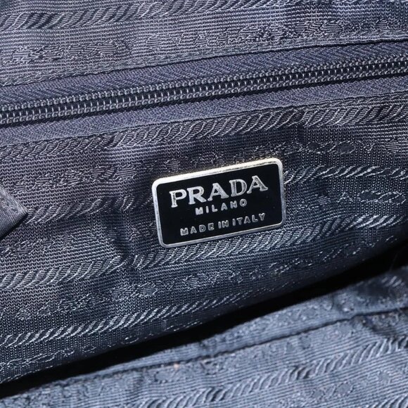 PRADA Beads Fringe Tote Bag Nylon Black Silver Auth bs30470 - Picture 10 of 16
